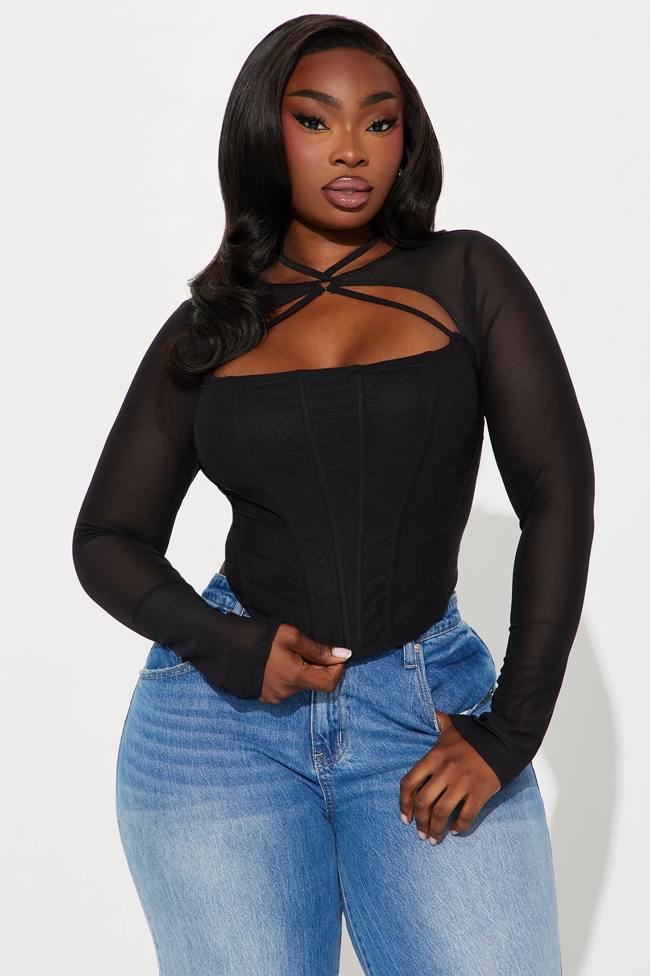 Mind Games Mesh Corset Top - Black sold by Fashion Nova product image thumbnail 4