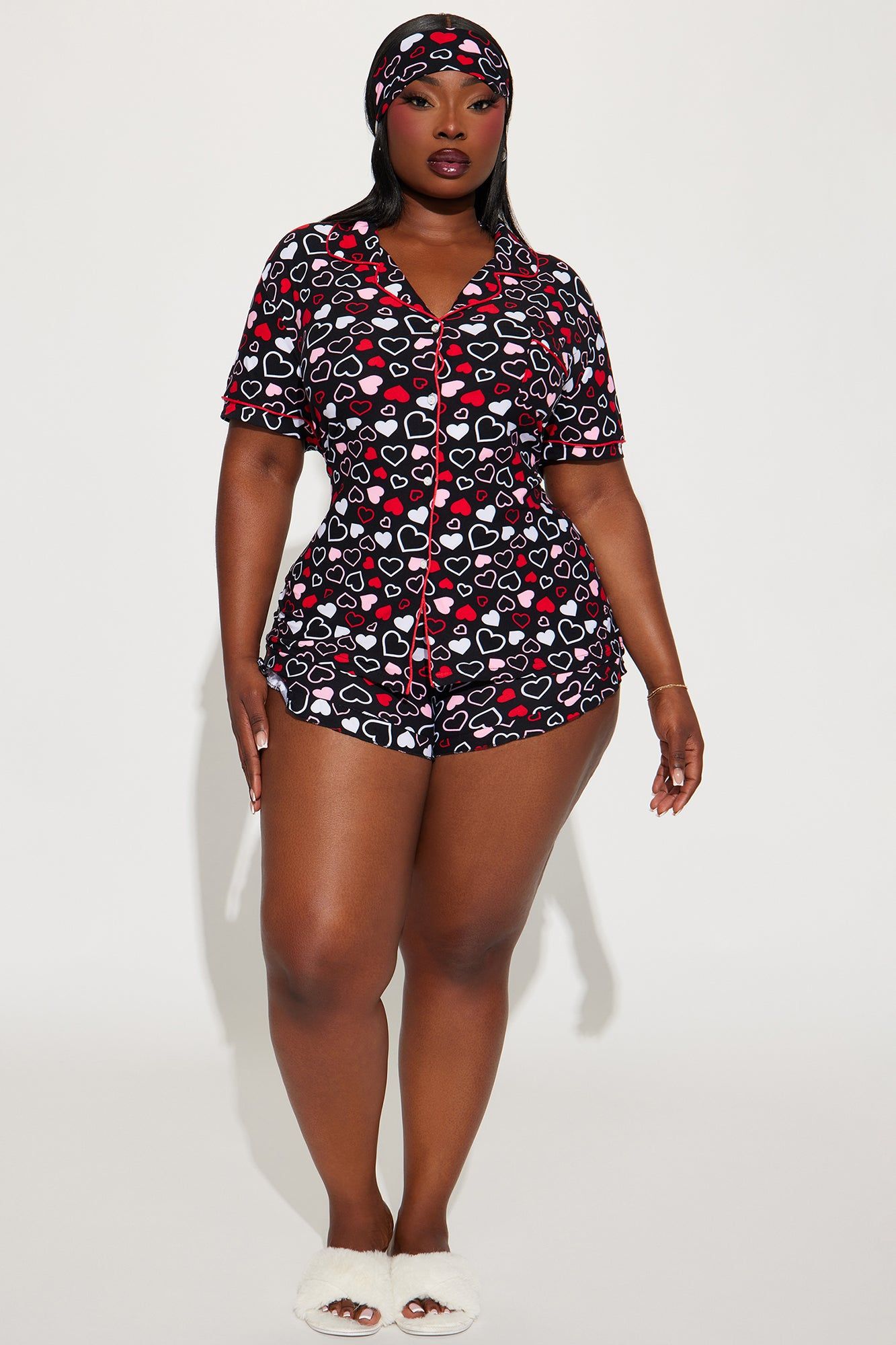 Love This Bed 3 Piece PJ Short Set - Red/Black sold by Fashion Nova product image thumbnail 4