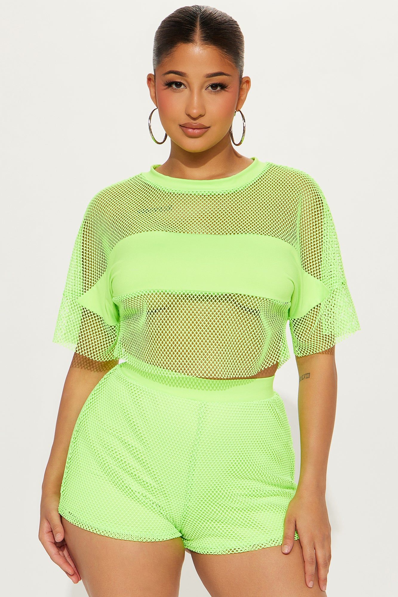 Drop The Game Fishnet Short Set - Lime sold by Fashion Nova product image thumbnail 2