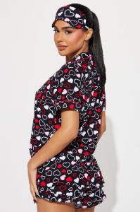 Love This Bed 3 Piece PJ Short Set - Red/Black sold by Fashion Nova