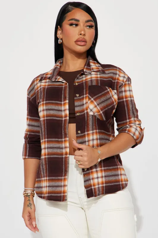 Keegan Plaid Shirt - Brown/combo sold by Fashion Nova