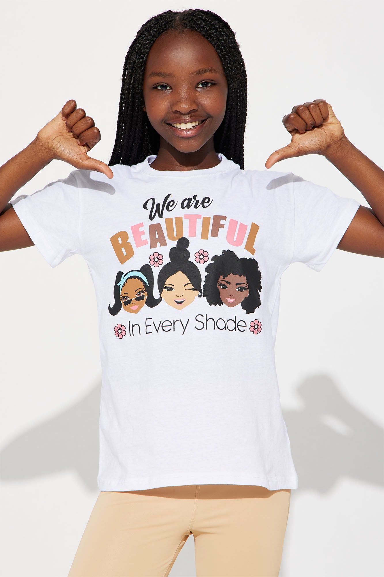 Mini We Are Beautiful In Every Shade Tee II - White sold by Fashion Nova