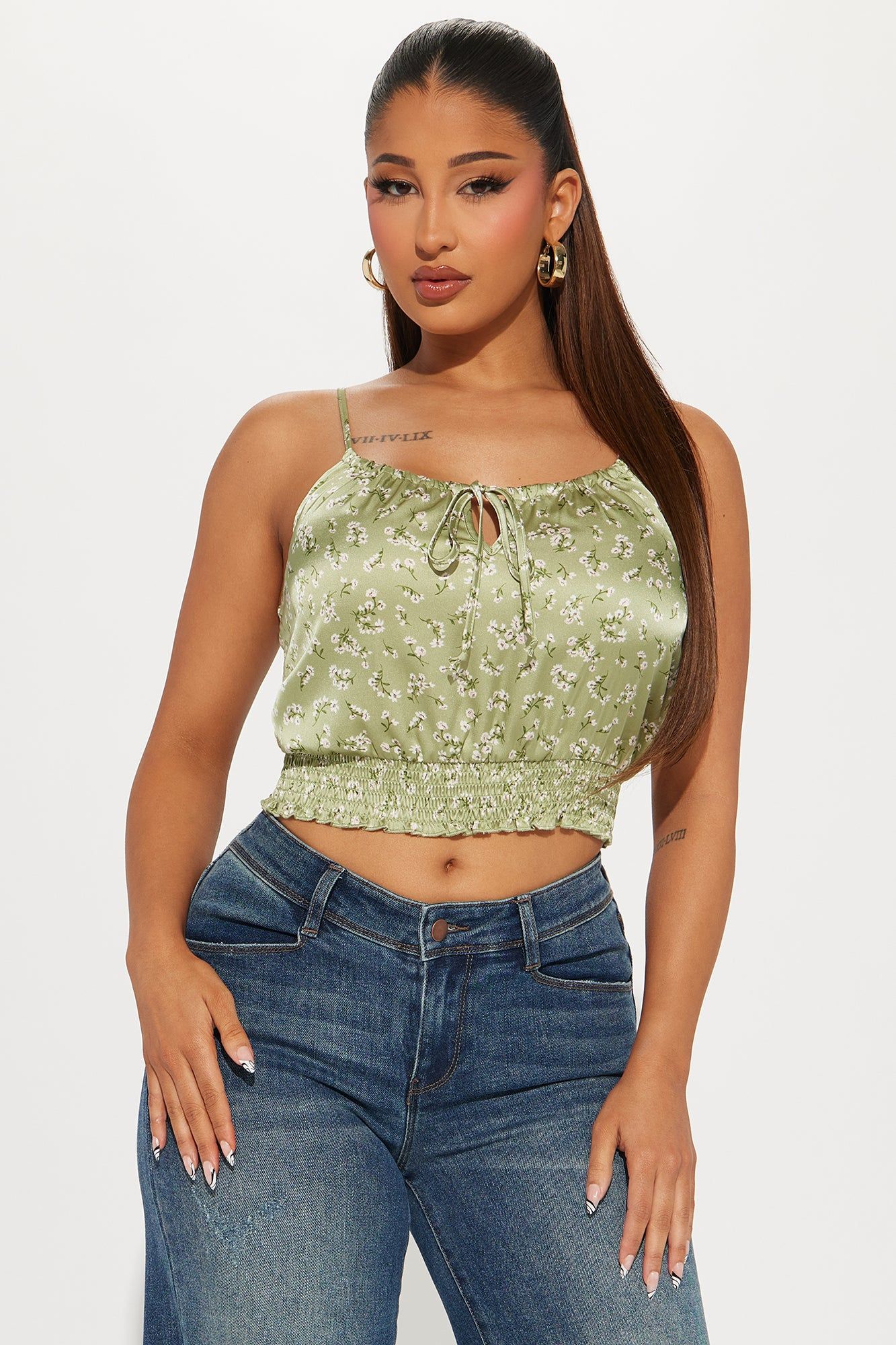 Melonie Cami Top - Green/combo sold by Fashion Nova