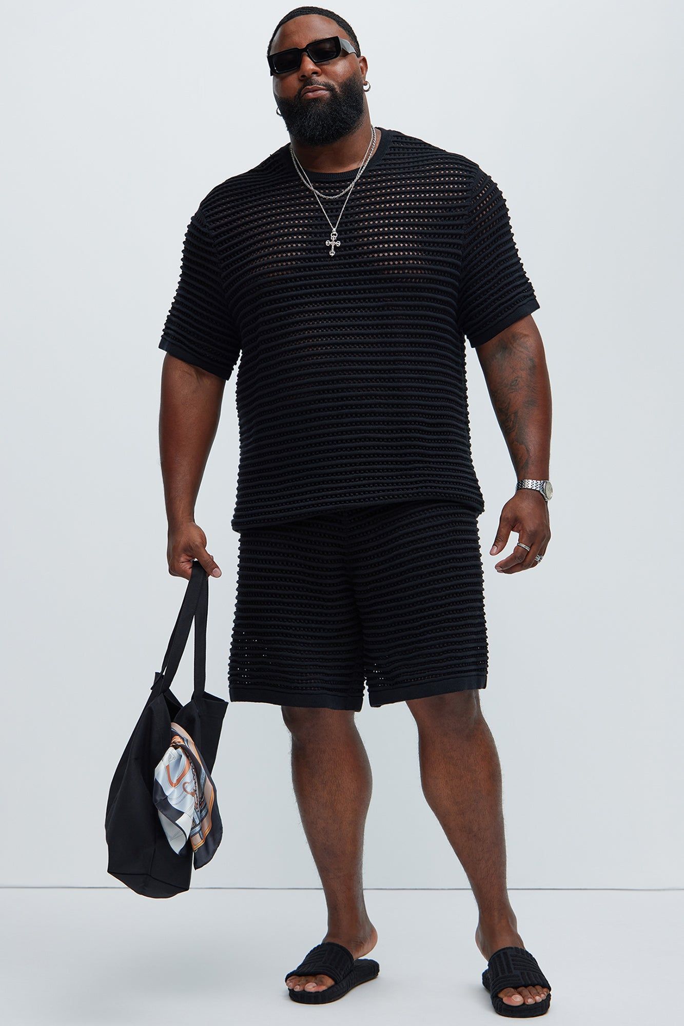 Milton Textured Crew Neck Tee - Black sold by Fashion Nova product image thumbnail 4