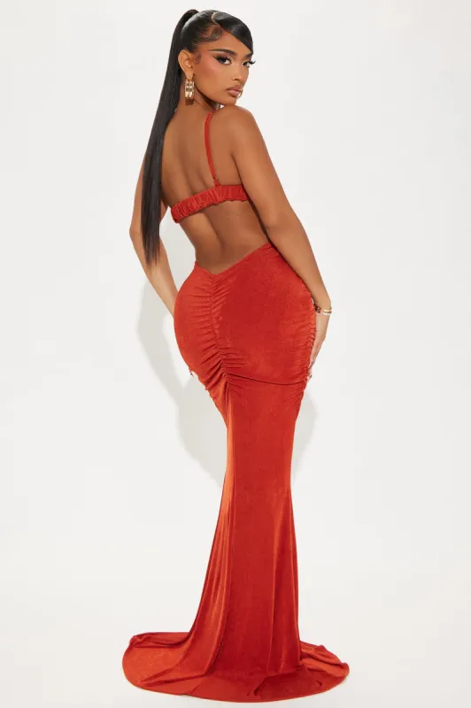 Aleyna Slinky Maxi Dress - Rust sold by Fashion Nova
