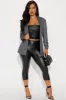 Celine Herringbone Blazer - Charcoal sold by Fashion Nova