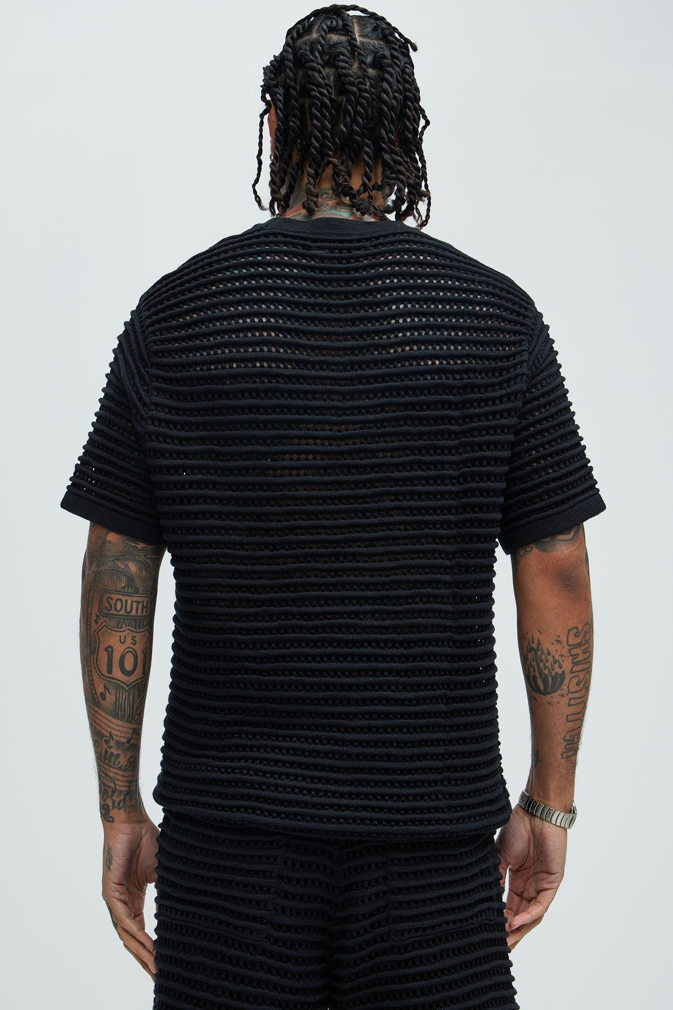 Milton Textured Crew Neck Tee - Black sold by Fashion Nova product image thumbnail 3