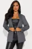 Celine Herringbone Blazer - Charcoal sold by Fashion Nova