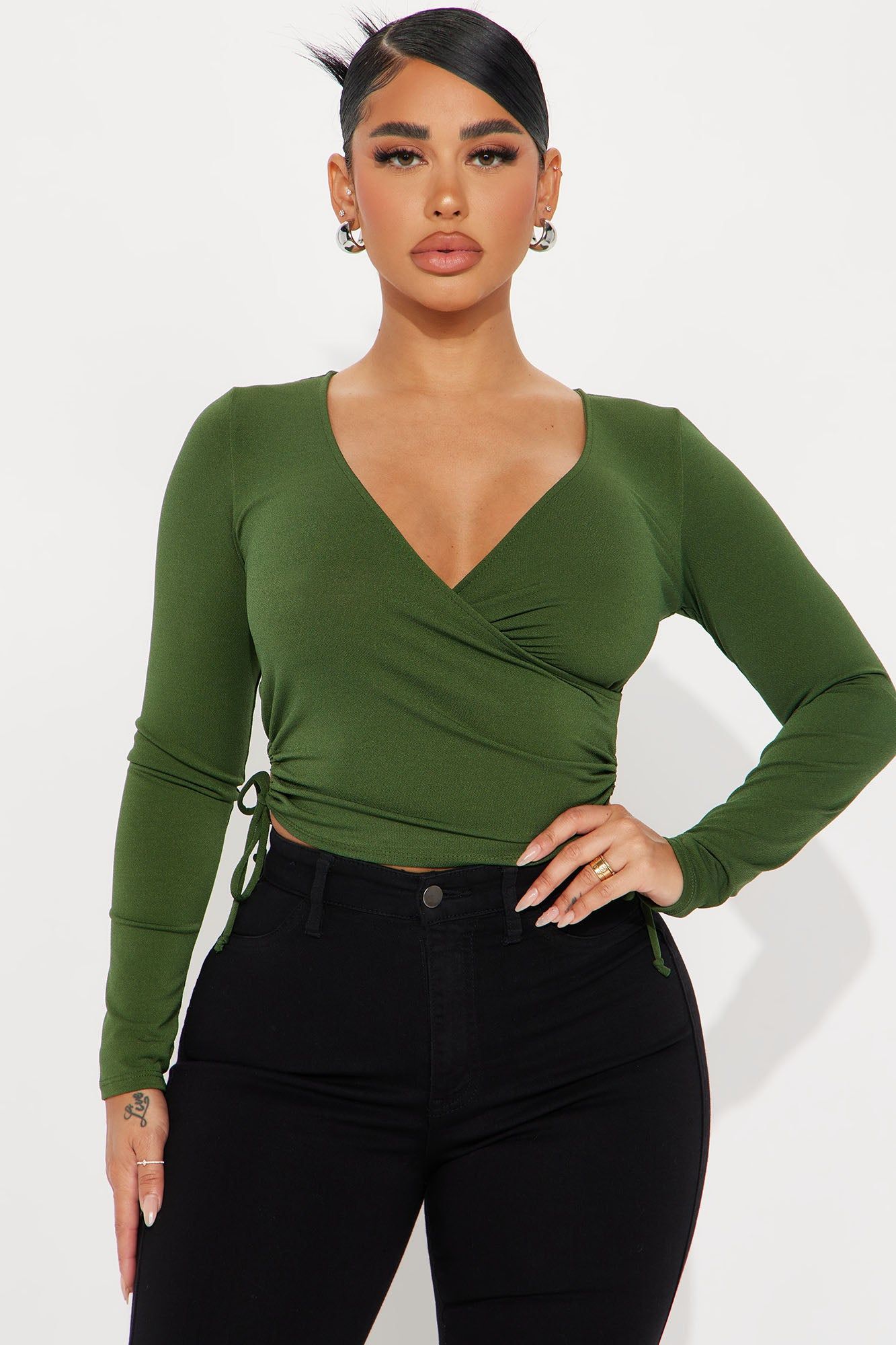 Shyann Surplice Top - Green sold by Fashion Nova