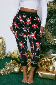 Dancing With Santa Plush PJ Joggers - Red/Black sold by Fashion Nova
