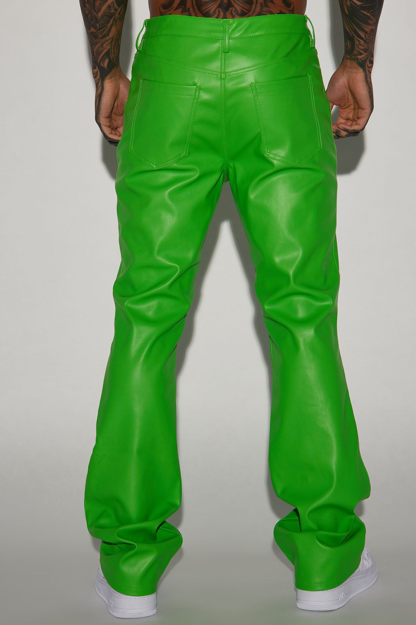 Elliot Stacked Slim Flared PU Pants - Green sold by Fashion Nova product image thumbnail 5