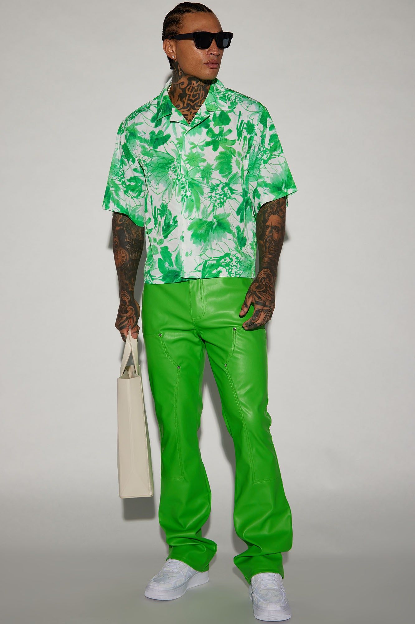 Elliot Stacked Slim Flared PU Pants - Green sold by Fashion Nova product image thumbnail 3