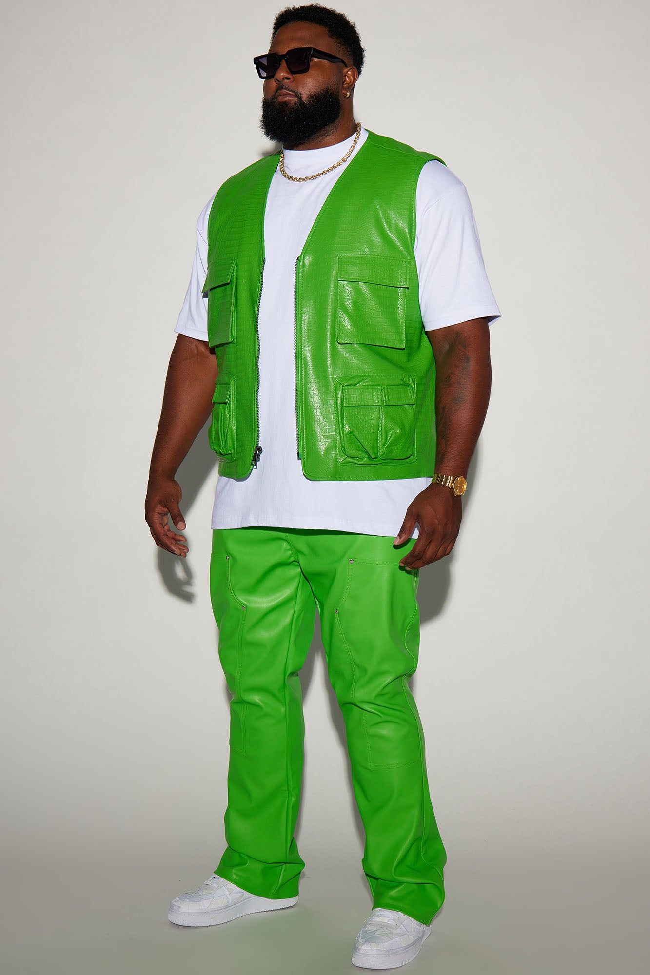 Elliot Stacked Slim Flared PU Pants - Green sold by Fashion Nova product image thumbnail 6