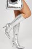 Fake Love Knee High Heeled Boots - Silver sold by Fashion Nova