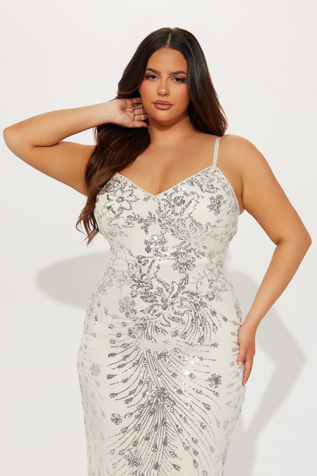 Adriana Sequin Maxi Dress - Silver sold by Fashion Nova product image thumbnail 2