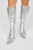 Fake Love Knee High Heeled Boots - Silver sold by Fashion Nova