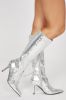 Fake Love Knee High Heeled Boots - Silver sold by Fashion Nova