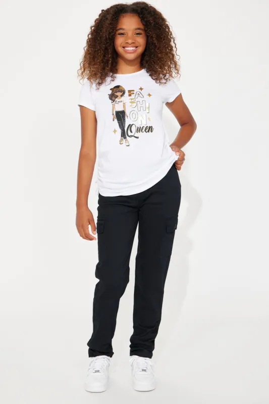 Mini Fashionable Queen Cargo Pant Set - White/combo sold by Fashion Nova
