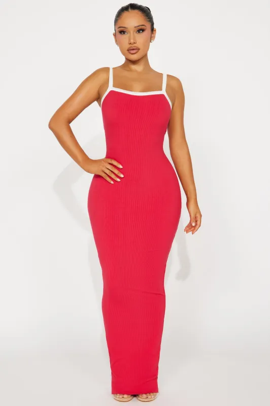 Pamela Snatched Maxi Dress - Raspberry/Combo sold by Fashion Nova