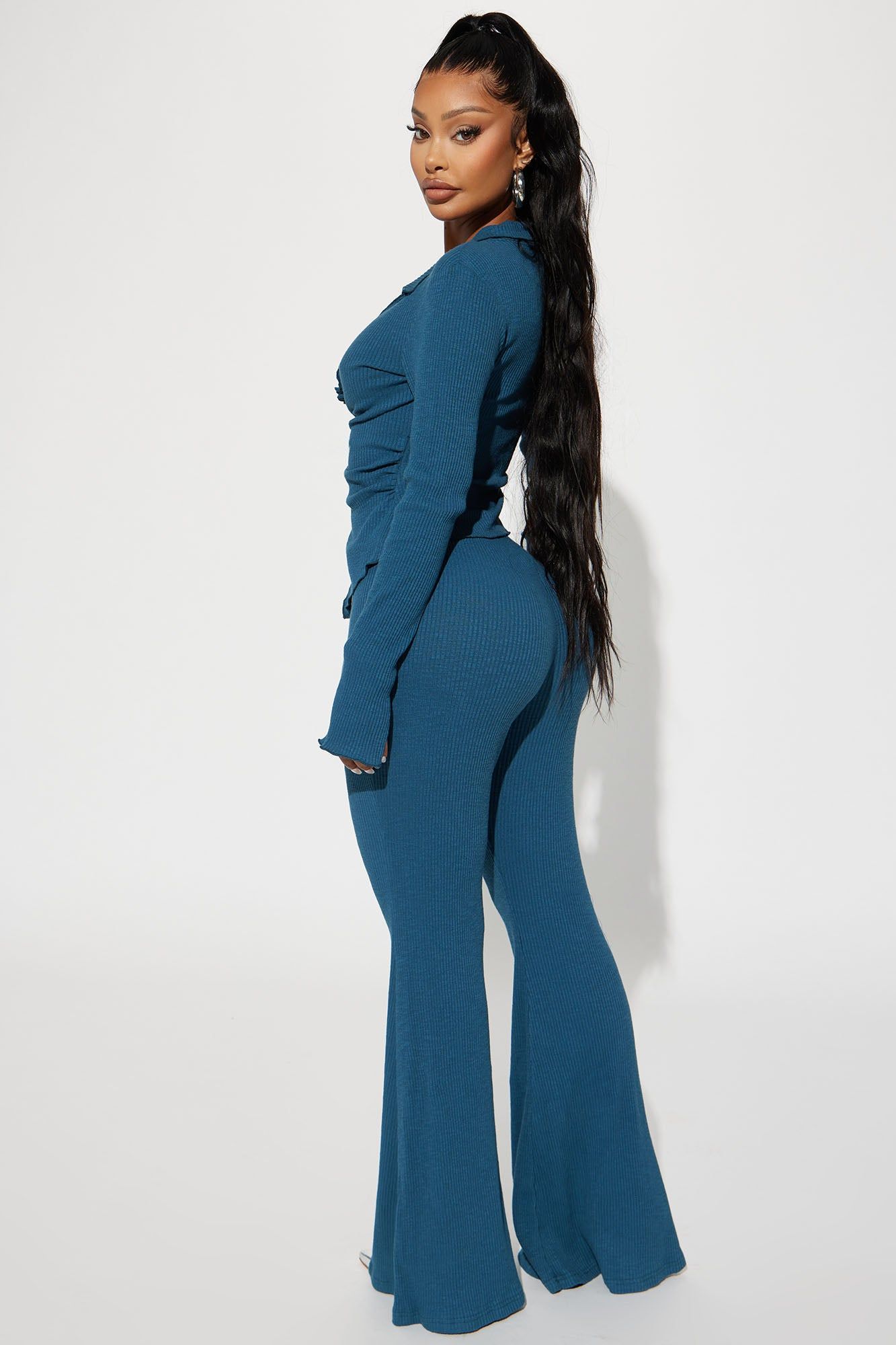 Lorenza Ribbed Pant Set - Teal sold by Fashion Nova product image thumbnail 3