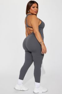 Get Fit Active Jumpsuit - Charcoal sold by Fashion Nova