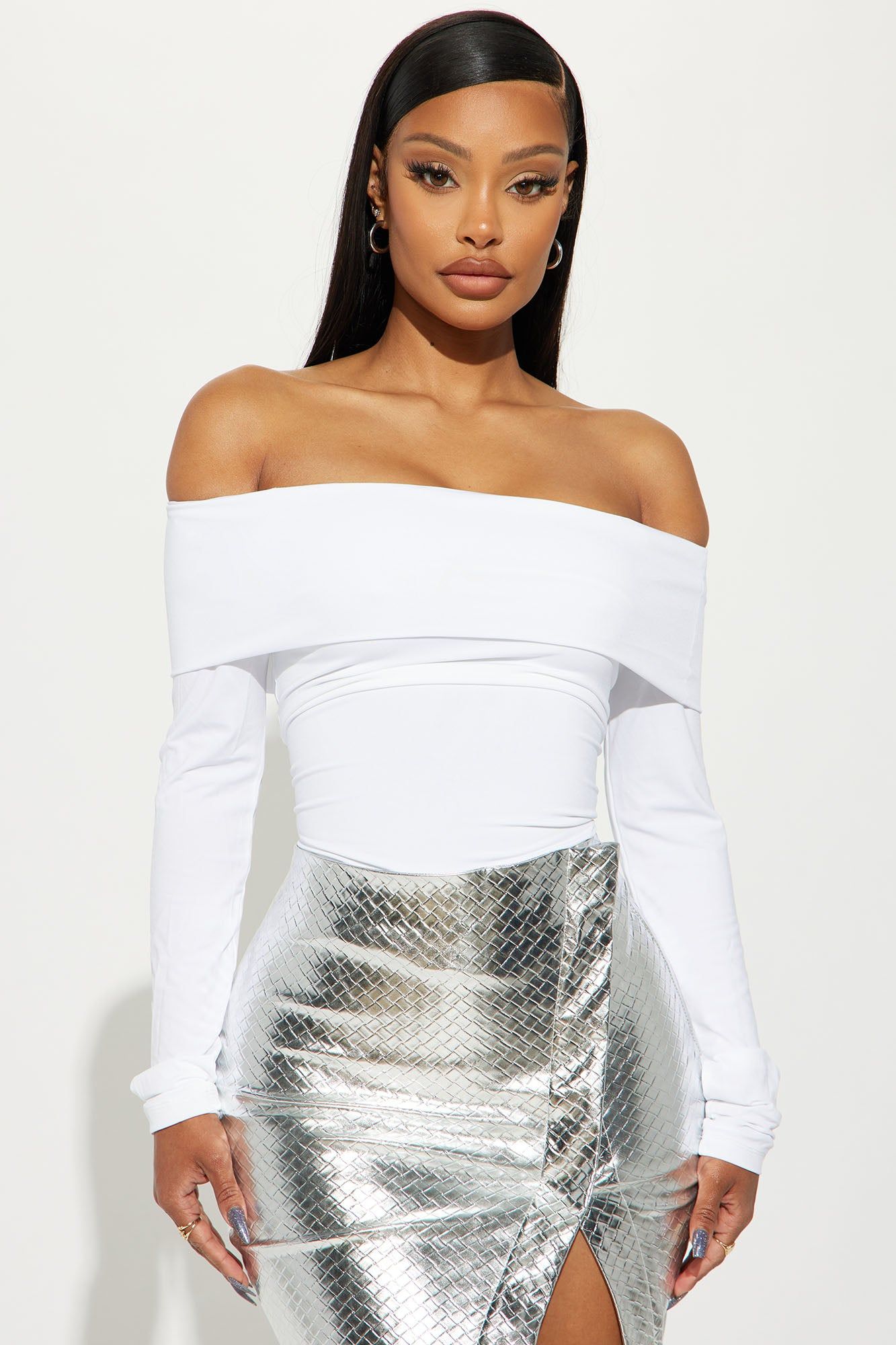 Jada Off Shoulder Top - White sold by Fashion Nova
