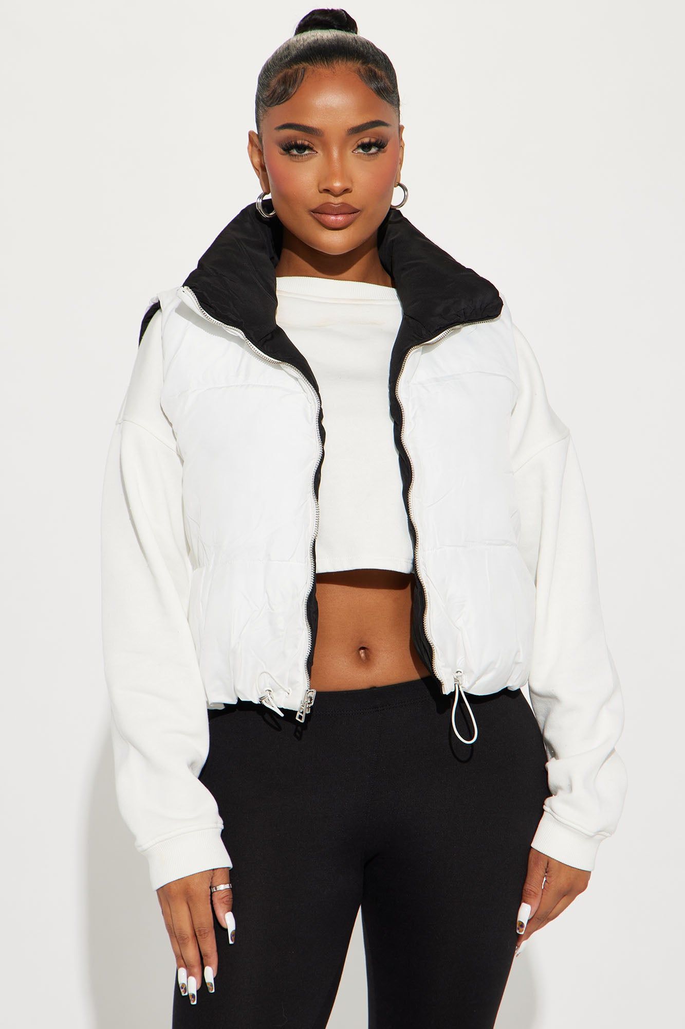 Danielle Reversible Puffer Vest - Black/White sold by Fashion Nova product image thumbnail 3