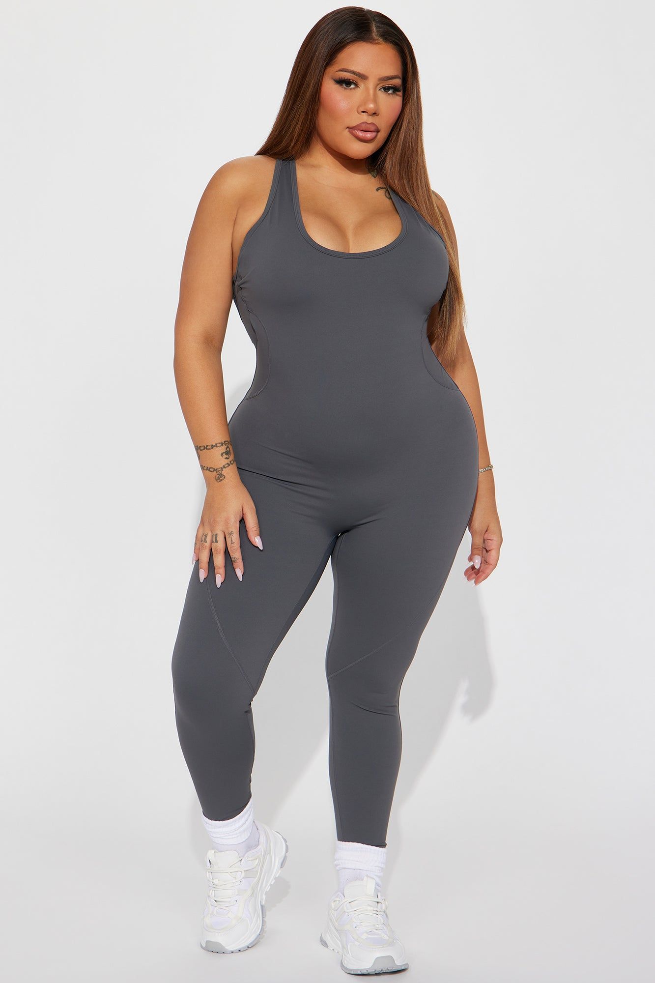 Get Fit Active Jumpsuit - Charcoal sold by Fashion Nova