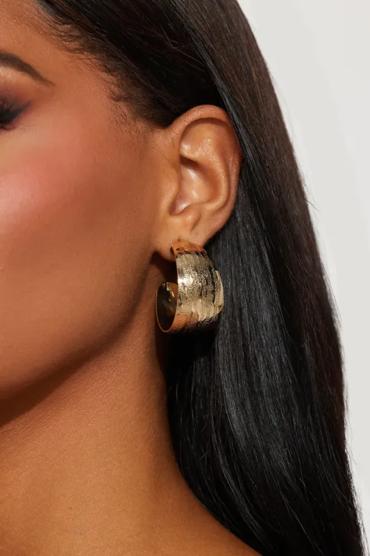 Prettiest Girl Around Hoop Earrings  - Gold sold by Fashion Nova