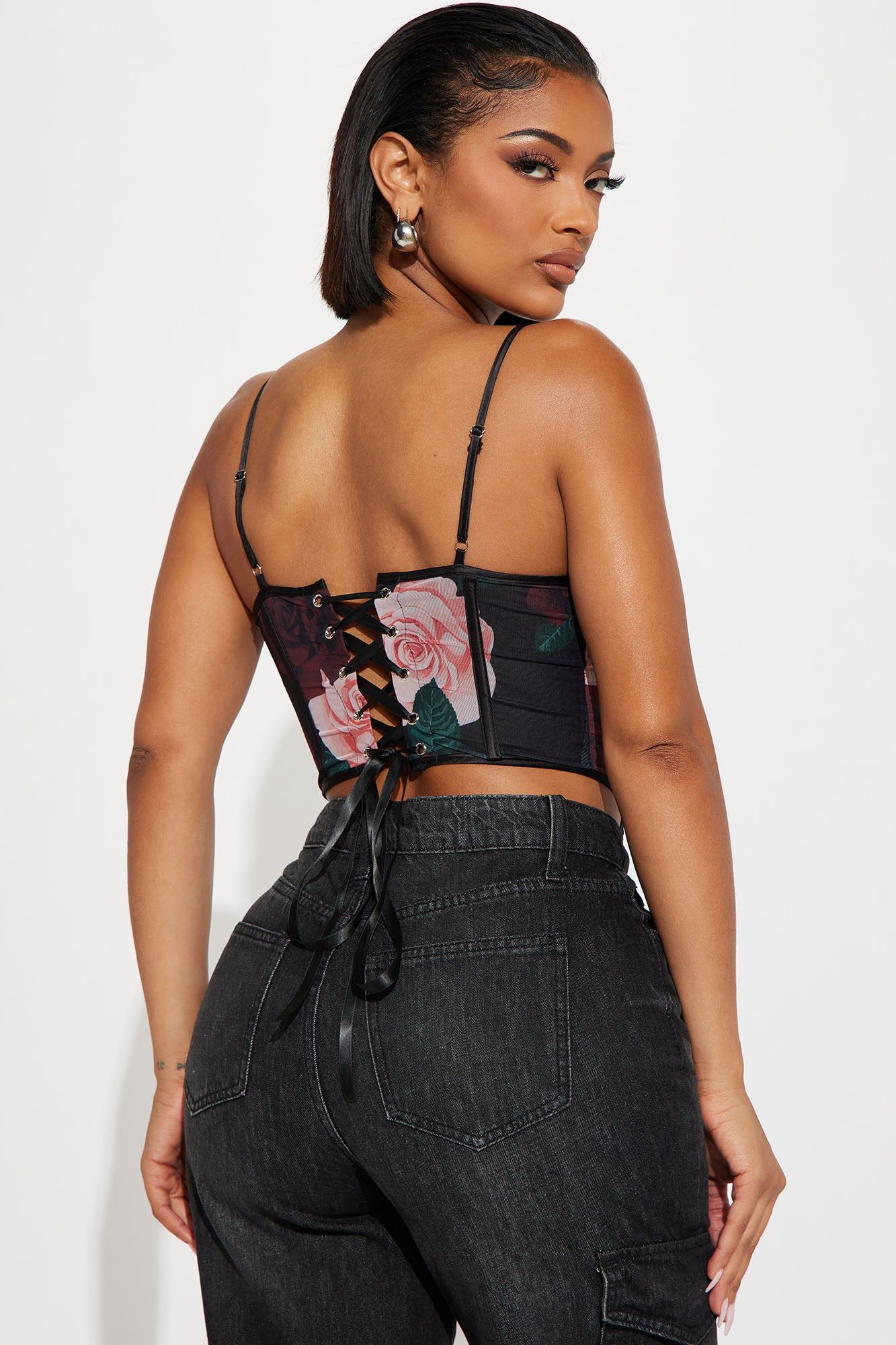 Sweet And Pretty Mesh Corset Top - Black/combo sold by Fashion Nova product image thumbnail 3