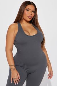 Get Fit Active Jumpsuit - Charcoal sold by Fashion Nova