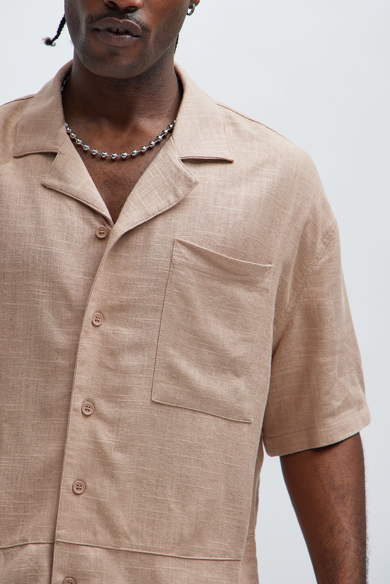 Silas Linen Shirt - Taupe sold by Fashion Nova product image thumbnail 3