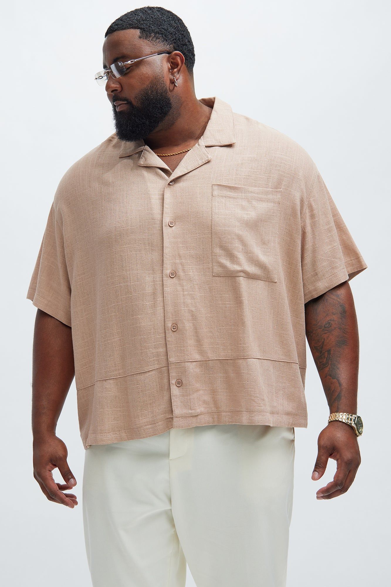 Silas Linen Shirt - Taupe sold by Fashion Nova product image thumbnail 5
