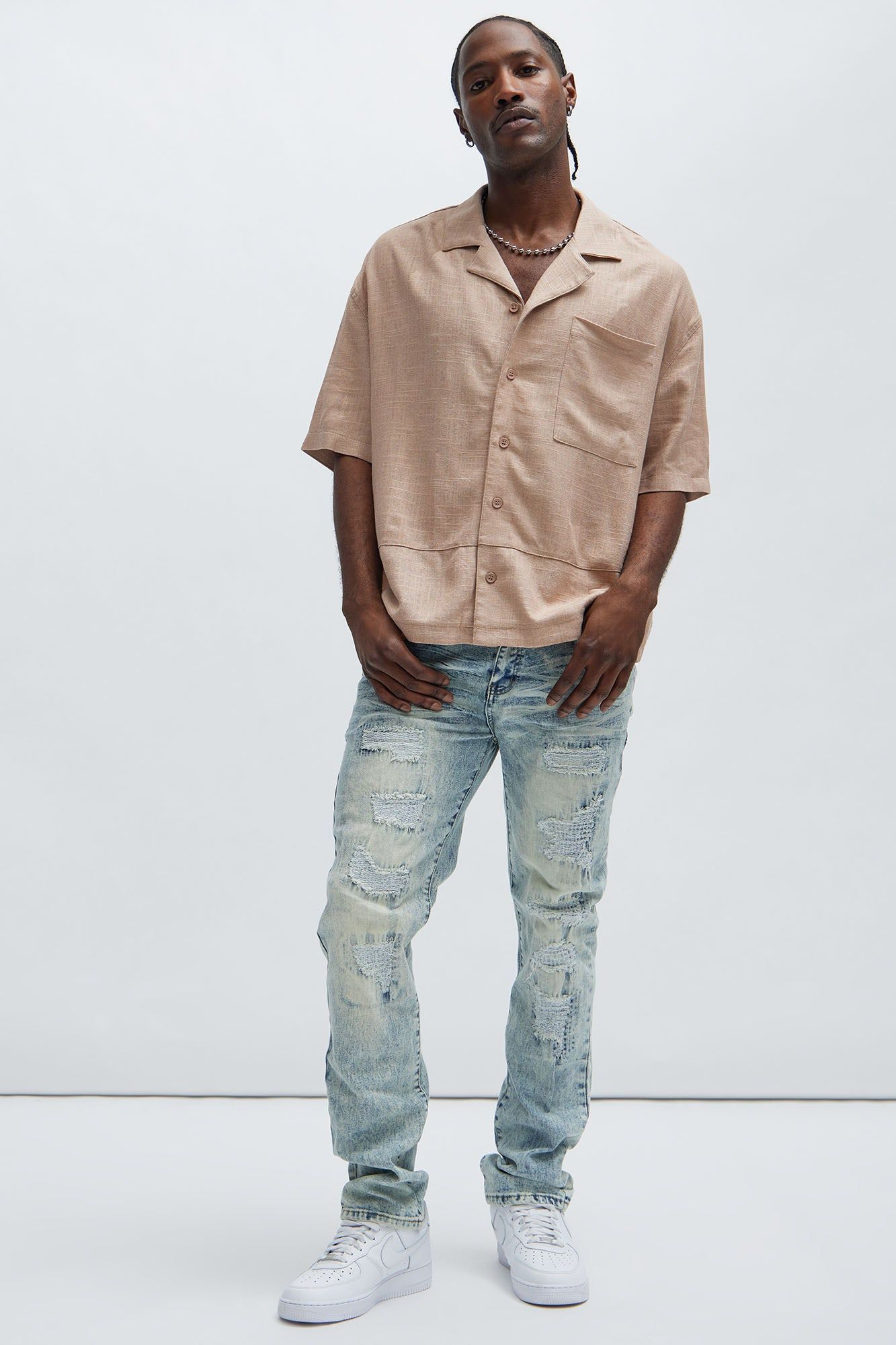 Silas Linen Shirt - Taupe sold by Fashion Nova product image thumbnail 2