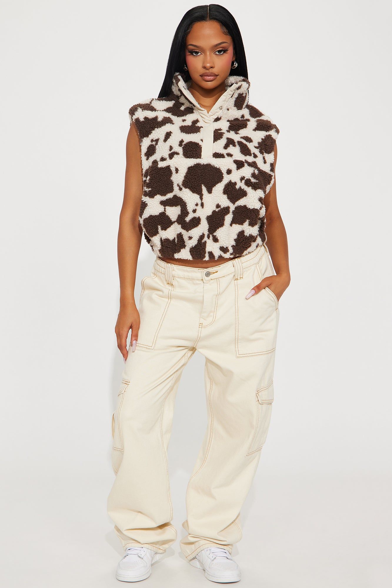 Ranch Babe Sherpa Vest - Cream/combo sold by Fashion Nova product image thumbnail 2