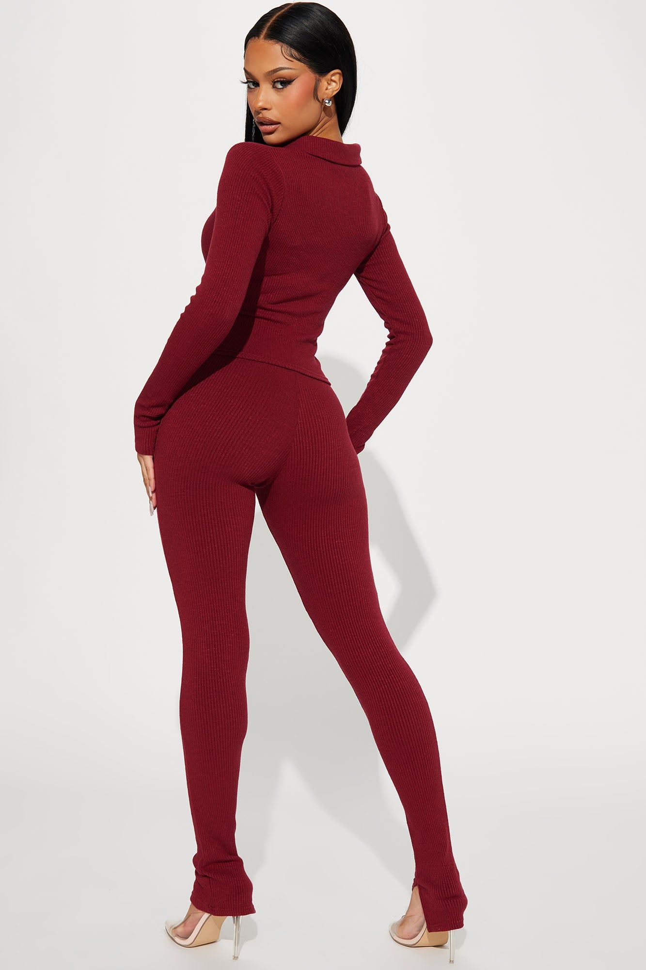 Zoey Sweater Pant Set - Burgundy sold by Fashion Nova product image thumbnail 3