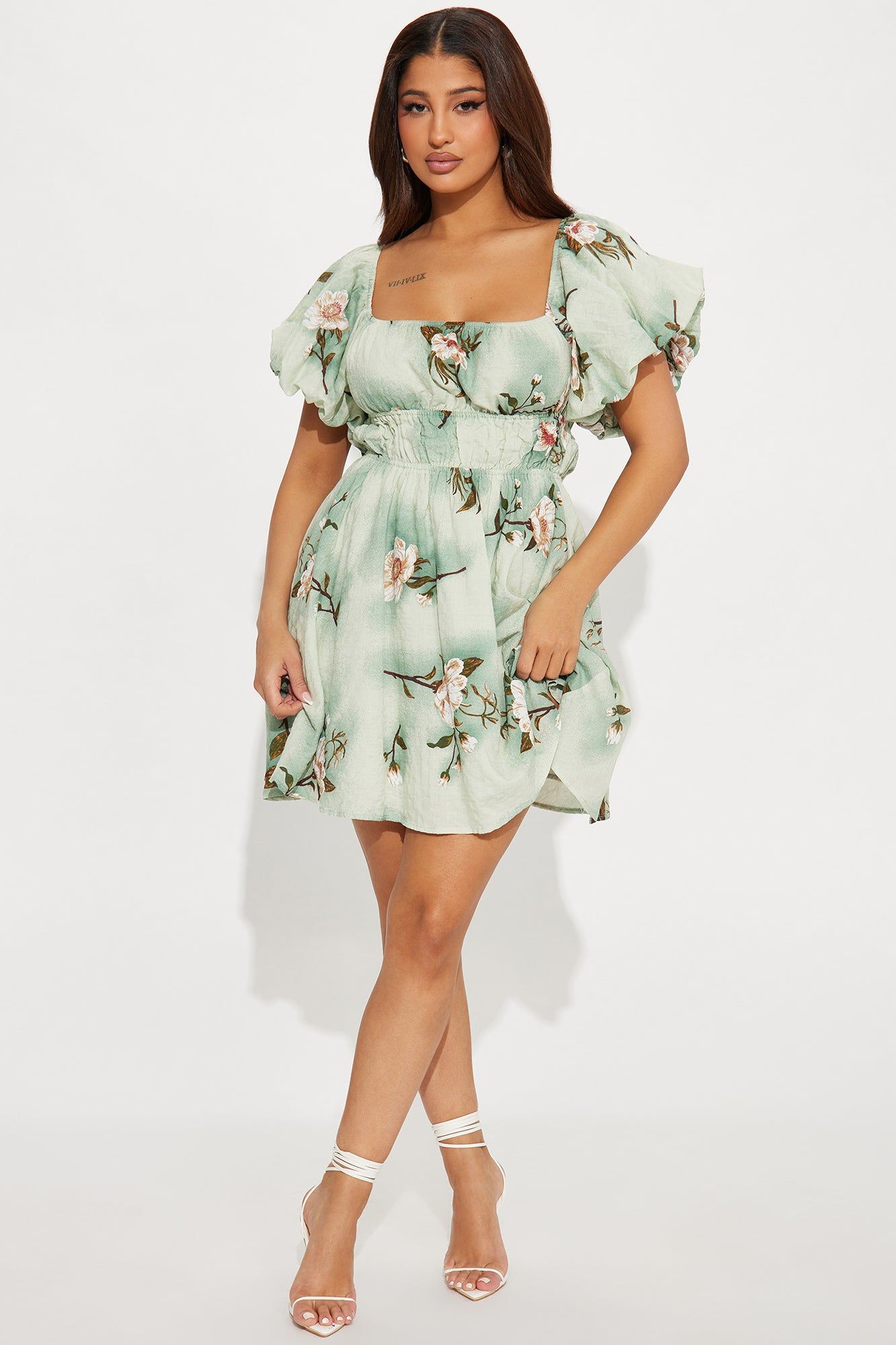 Sienna Floral Mini Dress - Sage sold by Fashion Nova