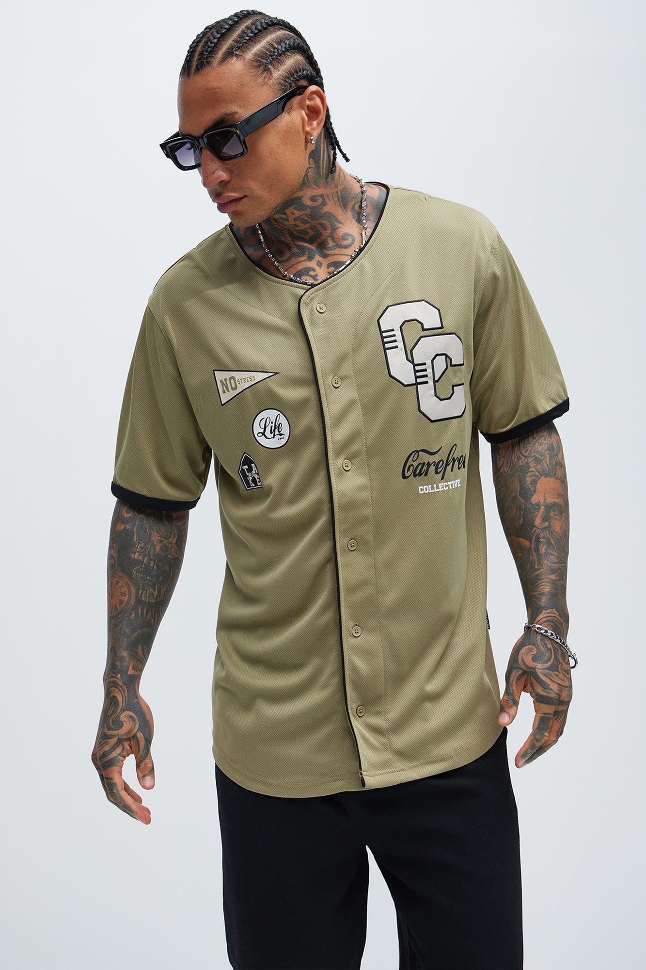 Care Free Baseball Jersey - Olive sold by Fashion Nova