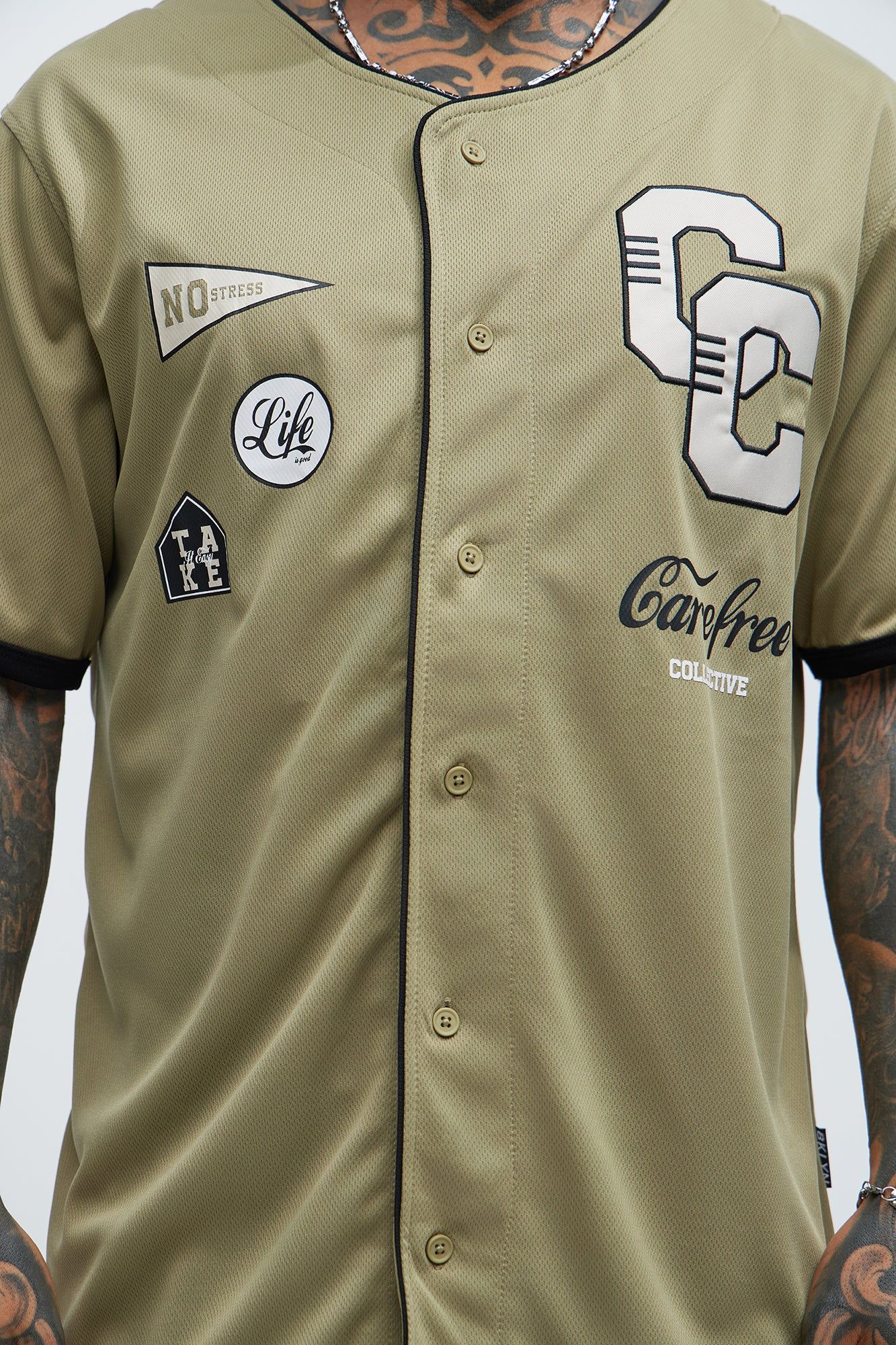 Care Free Baseball Jersey - Olive sold by Fashion Nova product image thumbnail 3