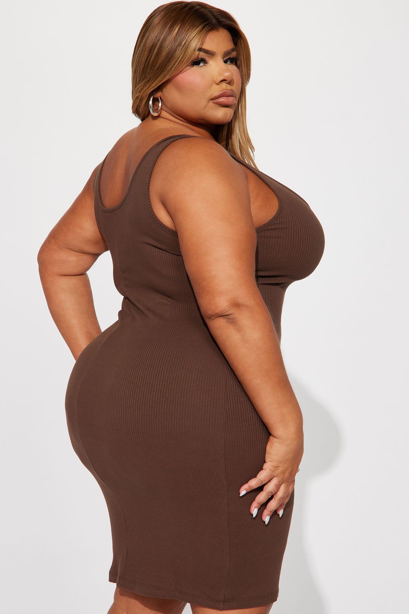 A Must Have Ribbed Midi Dress - Brown sold by Fashion Nova product image thumbnail 3