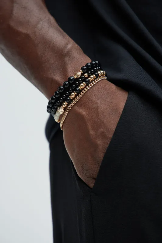 Lost In The Dessert Beaded Bracelet Set - Black/Brown made by Fashion Nova