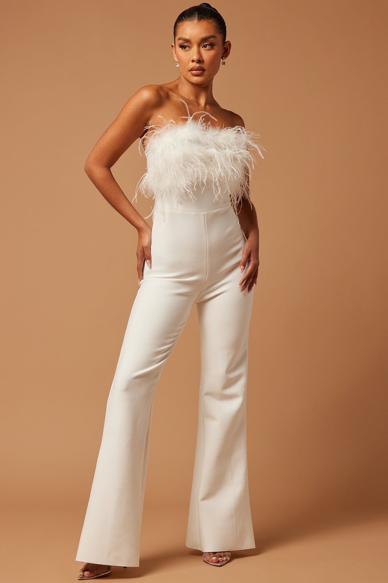 Fay Feather Bandage Jumpsuit - White sold by Fashion Nova