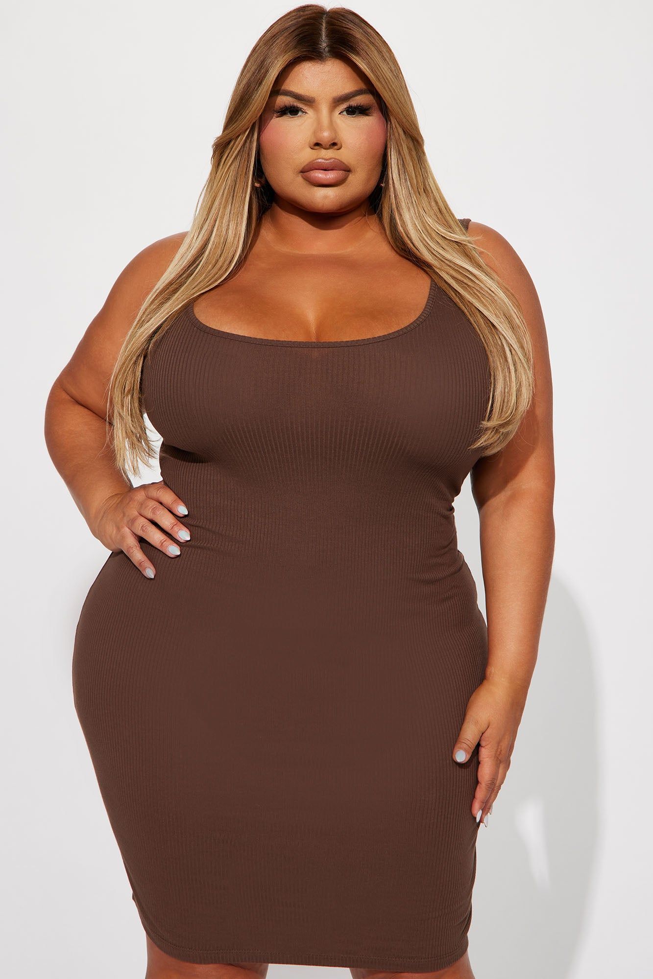 A Must Have Ribbed Midi Dress - Brown sold by Fashion Nova product image thumbnail 2