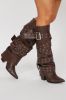 Tie You Down Overlay Boots - Brown sold by Fashion Nova