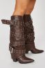 Tie You Down Overlay Boots - Brown sold by Fashion Nova