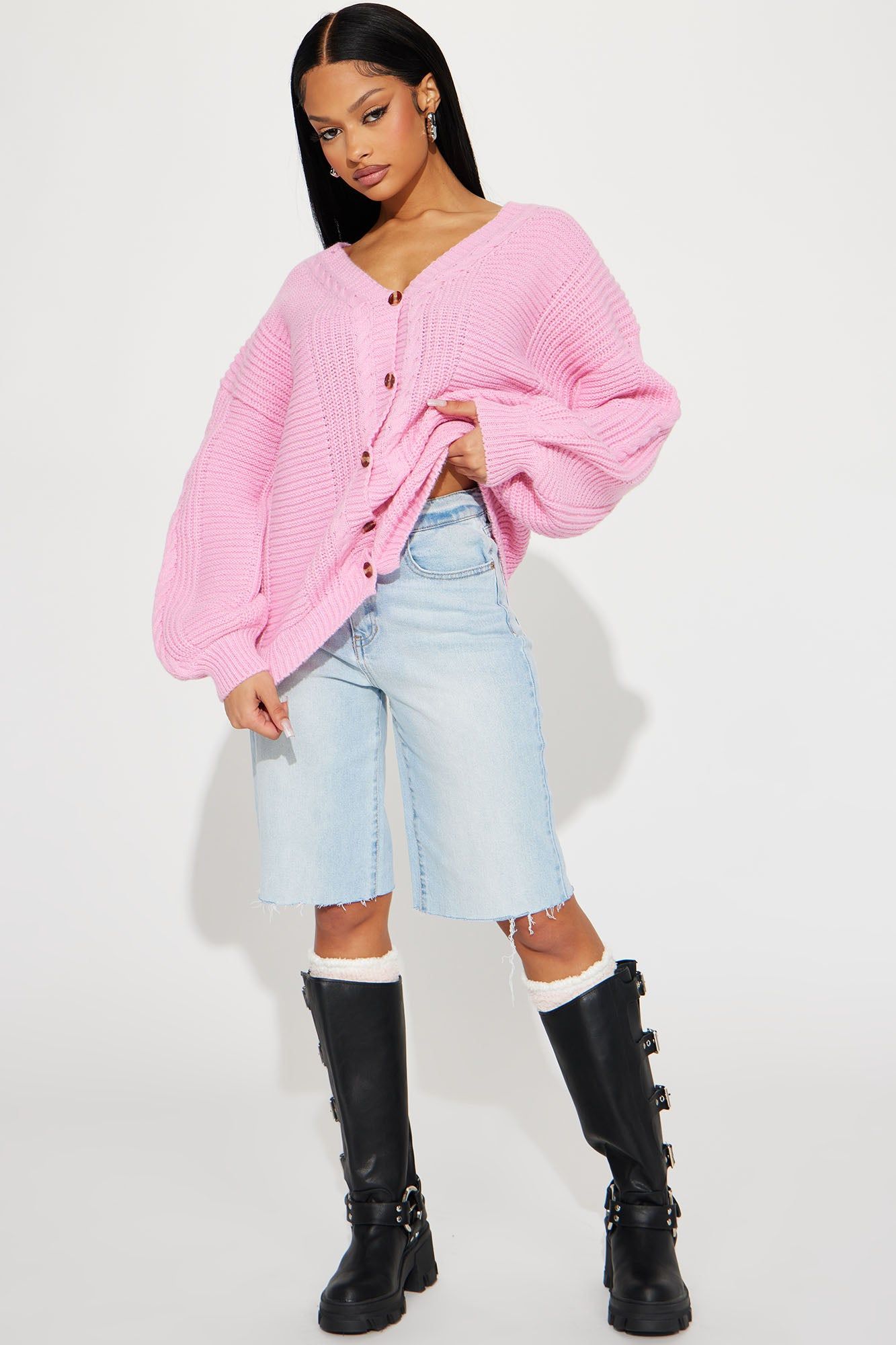 Couch Convo Cardigan - Pink sold by Fashion Nova product image thumbnail 3