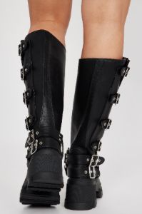 Buckle Up Butter Cup Knee High Boots - Black sold by Fashion Nova