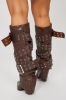 Tie You Down Overlay Boots - Brown sold by Fashion Nova