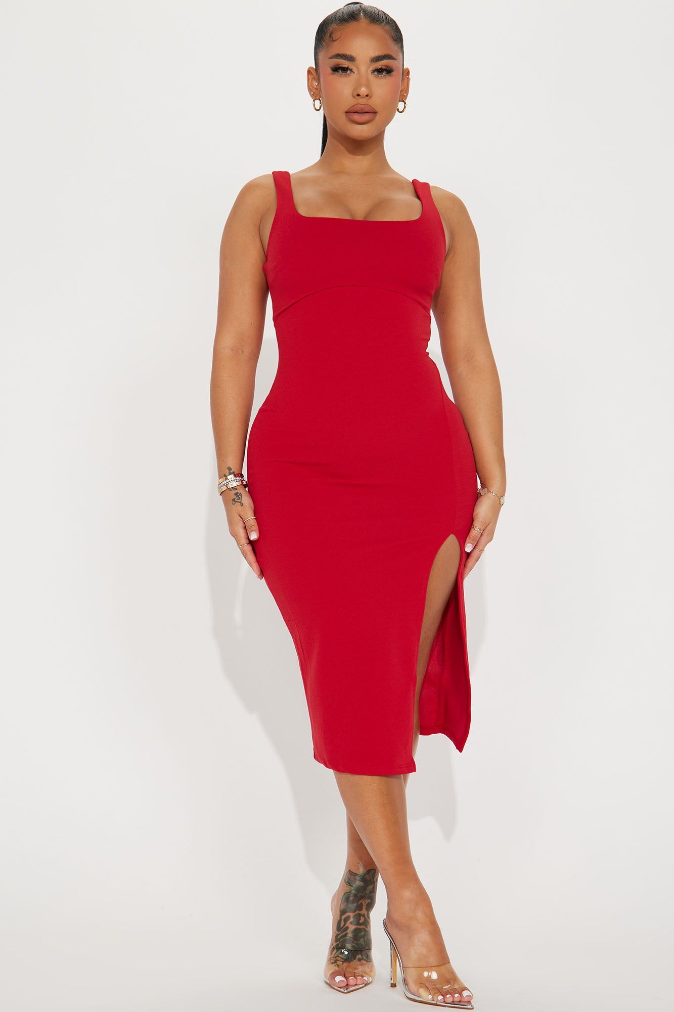 Valentina Midi Dress - Red sold by Fashion Nova