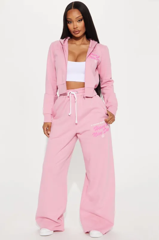 Have A Nice Day Wide Leg Sweatpants - Pink sold by Fashion Nova